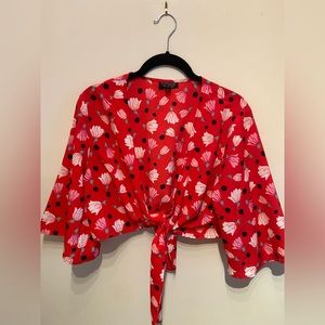 Topshop Floral Cropped Blouse